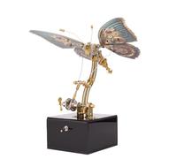Mechanical Butterfly Music Box 3D DIY Dynamic Metal Assembly Model Gifts for Lover (Kit Version/300+PCS) (Red)