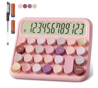 Mechanical Calculator 12 Digit Extra Large 5-Inch LCD Display, DECKLIT Battery Desk Calculator, Big Buttons Easy to Press Use as Office Calculators Desktop, 15°Tilt Screen for Kids Calculator(Rose)