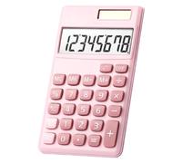Mechanical Calculator 8 Digit Large Solar Power LCD Display Big Button Cute Candy Colored Calculator Suitable for Office School Home for Kids Students Accountant White Pink Blue (Pink)