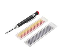 Mechanical Carpenter Pencil Set, Heavy Duty Long Nose Deep Hole Carpenter Pencil Kit, Metal Construction with Built in Pencil Curler, Refillable Woodworking Tool for Marking on VAR (Black)