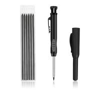 Mechanical Carpenter Pencil with Refills, Deep Hole Marker for Builders, Woodworking Construction Pencil with Built-In Sharpener, Long Reach Joiners Marking Tool for Wood Metal Tile Concrete