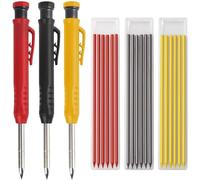 Mechanical Carpenter Pencils Set, Solid Deep Hole Woodworking Pencils Marker Marking Tools, Built in Extended Needle-Nose Tipfor Construction Workers, Metal Work, Welders, Plumbers, Framers (6 PCS)
