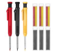 Mechanical Carpenters Pencil Set with 36-Pack 3-Color Refills, Deep-Hole Construction Marker Scribing Tool, Builders Joiners Marking Tool with Sharpener & Storage Case for Architect Woodworking
