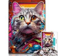 Mechanical Cat 1000 Piece Jigsaw Puzzles for Adults & Teens,Brain Intelligence Challenge Addictive Toys for Home Decoration (38x26cm)