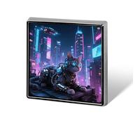 Mechanical Cat Button Pin Metal Square Badge for Backpack Clothing - Enamel Style Lapel Brooch Steampunk Gift