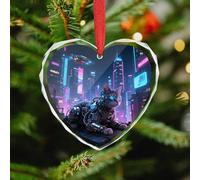 Mechanical Cat Christmas Ornaments - Xmas Heart Hanging Ornaments for Christmas Tree Decorations, Farmhouse Rustic Holiday Home Decor and Gift Party Tags (3.5 Inch)