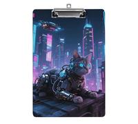 Mechanical Cat Clipboard 8.5×12.5 Inch Acrylic Clip Board with Metal Clip A4 Letter Size Decorative Clipboard Cute Hanging Clipboards for Office, Teacher, Nurse, Doctor,