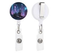 Mechanical Cat Retractable Badge Reel - Personalized ID Name Badge Holder with Lanyard Cute Badges Reel Holder Round Nurse Doctor Name Tag Badges Clip for Work