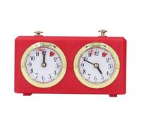 Mechanical Chess Timer, Chess Clock Timer, Retro Professional International Chess Clock, No Battery Required, Vintage Portable Mechanical Chess Game Timer for Match Use, Tan (Red)