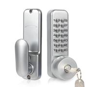 Mechanical Combination Lock, Waterproof Keyless Door Lock with Combination Code, Zinc Alloy Code Lock with Keyhole & Key & Handle, for Garden Gate, Bi-Directional Glass Door, Office