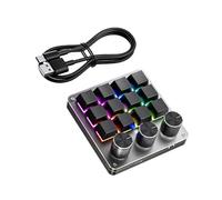 Mechanical Control Board for Creators Keyboard 12-Button Command Entry, 3 Knob Tuning, Type-C Desktop Productivity Tool Programmable Keypad Desktop Control Pad Type C Command Board Editing Design