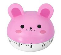 Mechanical Cooking Timer Kitchen Timer Animal Shape Countdown Timer For Baking Frying Cooking Eggs ABS Material Yellow Chicken Blue Bear Green Frog Pink Rabbit 6.5x5cm (Rose)