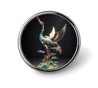 Mechanical Crane Lapel Pin, Metal Round Badge Lightweight, Fashionable Brooch Pins for Clothing, Ideal Gift for Family & Friends