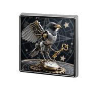 Mechanical Crow Lapel Pin Square Metal Brooch Pin with Secure Pin Back Fashion Button Badge for Clothing, Hats, Bags Decoration