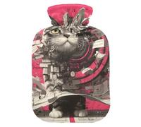 Mechanical Cyber-Style Cat Hot Pink Water Bottle for hot Water with Soft Cover, 2L hot Compress for Hot and Cold Therapies, Arthritis, Bolsa para agua Caliente