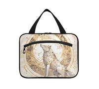 Mechanical Cyber Style Wolf Music Notes Gold Hanging Bags for Women Traveling with Hook, Designer Compact Shaving Bag for Men for Womens Vacation cartera para maquillaje L