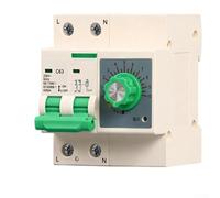 Mechanical Digital 63A 2-Pole Circuit Breaker Countdown Timer Switch Overload Short Circuit Protection Rotary Control 220V 2-99 Hour DIN Rail Mount White for Water Pump Industrial (Mechanical-10H)