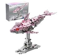 Mechanical Dolphin Building Set, 888 Pieces Ideas Machinery Marine Animals Collection Building Blocks, Dolphin Display Model for Home, Creative Gift Building Toy for Adults Boys Girls (Pink)