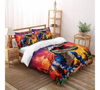 Mechanical Dragon Bedding Set 3D Digital Printing Dinosaur World Duvet Cover Set 3 Pieces Chic Breathable Comforter Cover for Boys & Girls with Pillowcase Double（200x200cm）