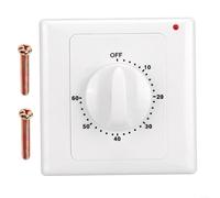 Mechanical Electronic Countdown Timer Switch AC220V 86 Panel Wall Control with LED Light for 1-120 Minute Accurate Timing of Home Appliances and Electric(TIMING 60MIN)