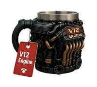 Mechanical Engine Coffee Mug - 300ml Stainless Steel V12 Cup | Retro Drinkware - Coffee Whiskey Beer Mug for Home Balcony Garden Camping Golf Outdoor Party Barwares Gift