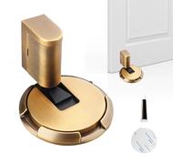 Mechanical Floor Door Stopper, 2024 Punch-Free Mechanical Silent Floor Door Stop, Adjustable Height Door Stoppers, No Drilling, Magnetic Door Locks with Adhesive, Indoor Windproof Door Stop (Brass)