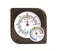 Mechanical For dial Thermometer and Hygrometer for Indoor Climate Monitoring with Temperature Range 20 to 50 C and Humidity 0 to 100 RH (black)