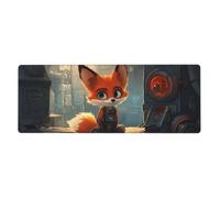 Mechanical Fox Mouse Pad In Big Extended Non-Slip Rubber Base Mousepad With Stitched Edges Gaming Pc Desktop Large Mouse Pad 11.8x31.5