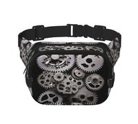Mechanical gears Printed multifunctional waist bag, unisex trendy messenger bag, travel sports storage bag