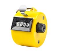 Mechanical Hand Counter for People Flow - 4-Digit Plastic Tally Counter with Ergonomic Design, Portable Lightweight Construction, (Yellow)