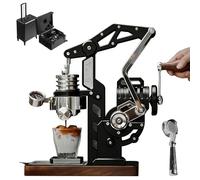 Mechanical Hand Cranked Espresso Machine, Manual Coffee Maker Set, 18 Bar Adjustable Pressure Extraction, Visual Pressure Gauge, 58mm Portafilter Compatible, for Home, Office