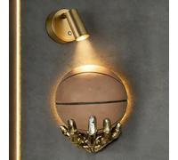 Mechanical Hand Wall Mounted Basketball Holder with Wall Lamp,Cool Punk Style Garage Ball Storage Rack,Space-Saving Display Organizer Rack for Shelving,Basketball is Not Included (Golden-B)