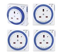 Mechanical Indoor Timer Socket Switch, 24 Hour Segment Timer Light Switch for Indoor Lights, Christmas Lights and Home Appliances, 4 Pack.