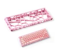 Mechanical Keyboard Case Transparent Keyboard Housing Compatible with Wooting60/HM66/Mad60/M6lite/Rakka Keyboard (Pink)
