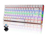 Mechanical Keyboard, USB Cable Wired Gaming Keyboard, Rainbow LED Backlit, 82 Keys Anti-Ghosting Compact Ergonomic Computer Keypad, Comfortable Durable and Quick Responsive(Blue Switches, White)