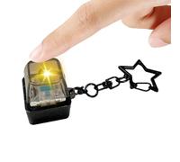 Mechanical Keychain, Silent Clicking Pad for Reduction with LED Flash, Smooth Construction with Pocket Sized Function, Unique Birthday Gift Idea Travel Office School Black Blue