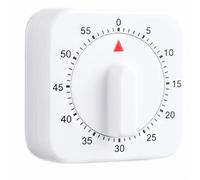Mechanical Kitchen Timer 60 Minute - White Wind Up Egg Timer - Battery Free Countdown Timer for Cooking Baking Study and Exercise