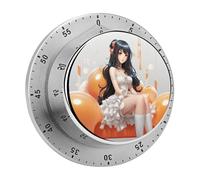 Mechanical Kitchen Timer 60 Minute with Magnetic Base Round Girl Sit Down Manual Indoor Stainless Steel Timer for Home
