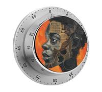 Mechanical Kitchen Timer 60 Minutes Loud Alarm with Magnetic Back, Stainless Steel Wind Up Timer, Orange and Black Timers for Cooking, Classroom - No Battery Needed