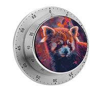 Mechanical Kitchen Timer 60 Minutes Loud Alarm with Magnetic Back, Stainless Steel Wind Up Timer, Red Little Animal Timers for Cooking, Classroom - No Battery Needed