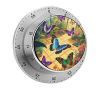 Mechanical Kitchen Timer 70dB Alarm, Aesthetic Butterfly Timers Magnetic Metal Countdown Timer for Cooking, Baking & Exercise, No Batteries Required