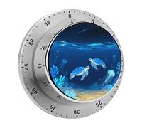 Mechanical Kitchen Timer 70dB Alarm, Blue Turtle Timers Magnetic Metal Countdown Timer for Cooking, Baking & Exercise, No Batteries Required