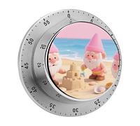 Mechanical Kitchen Timer 70dB Alarm, Cute Pink Gnomes Timers Magnetic Metal Countdown Timer for Cooking, Baking & Exercise, No Batteries Required
