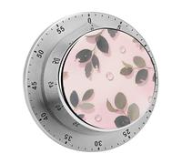 Mechanical Kitchen Timer 70dB Alarm, Eucalyptus Leaves Watercolor Timers Magnetic Metal Countdown Timer for Cooking, Baking & Exercise, No Batteries Required