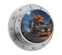 Mechanical Kitchen Timer 70dB Alarm, Halloween Truck Timers Magnetic Metal Countdown Timer for Cooking, Baking & Exercise, No Batteries Required
