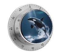 Mechanical Kitchen Timer 70dB Alarm, Killer Whale Timers Magnetic Metal Countdown Timer for Cooking, Baking & Exercise, No Batteries Required