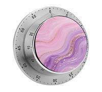 Mechanical Kitchen Timer 70dB Alarm, Pink Purple Marble Timers Magnetic Metal Countdown Timer for Cooking, Baking & Exercise, No Batteries Required