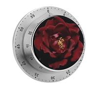 Mechanical Kitchen Timer 70dB Alarm, Red Black Rose Timers Magnetic Metal Countdown Timer for Cooking, Baking & Exercise, No Batteries Required