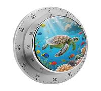 Mechanical Kitchen Timer 70dB Alarm, Sea Turtle Colorful Fish Timers Magnetic Metal Countdown Timer for Cooking, Baking & Exercise, No Batteries Required