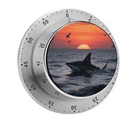 Mechanical Kitchen Timer 70dB Alarm, Sneaking Shark Timers Magnetic Metal Countdown Timer for Cooking, Baking & Exercise, No Batteries Required